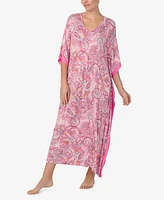 Ellen Tracy Women's Printed V-Neck Caftan Nightgown