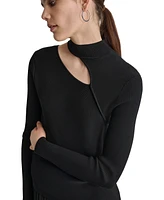 Dkny Women's Ribbed Cutout Mock Neck Sweater