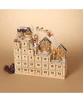 Gerson International Wood Village Scene Advent Calendar 14.9 in.