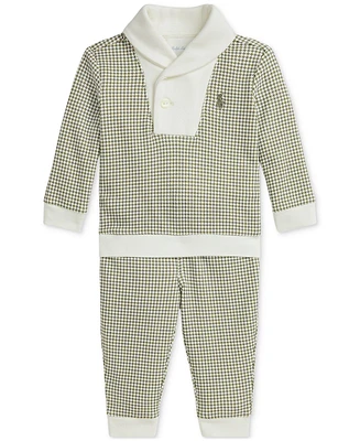 Polo Ralph Lauren Baby Shawl-Collar Houndstooth Sweater & Pant Set