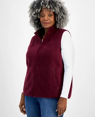 Style & Co Plus Solid Polar Fleece Vest, Created for Macy's