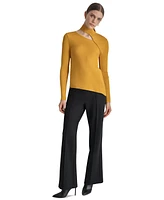 Dkny Women's Ribbed Cutout Mock Neck Sweater