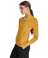 Dkny Women's Ribbed Cutout Mock Neck Sweater