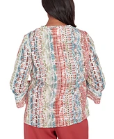 Alfred Dunner Petite Printed Button-Front 3/4-Sleeve Top