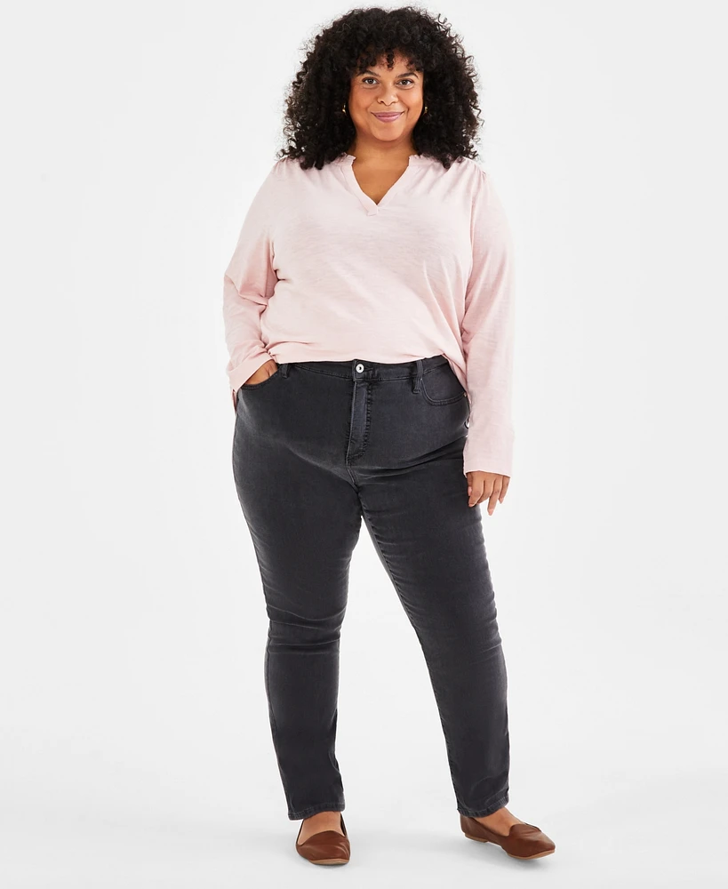 Style & Co Plus High-Rise Straight-Leg Jeans, Created for Macy's