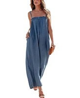 Cupshe Women's Denim Wide Leg Cami Jumpsuit