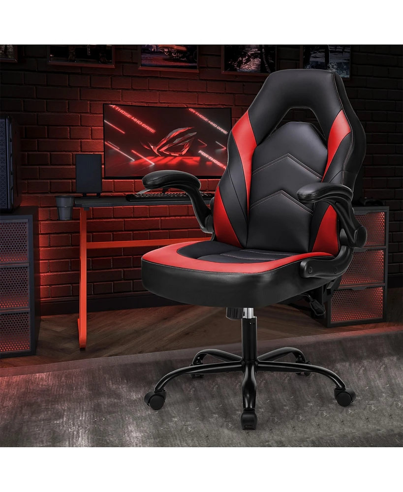 Simplie Fun Ergonomic Gaming Chair with Adjustable Height, Flip-Up Armrests, and Rocking Motion