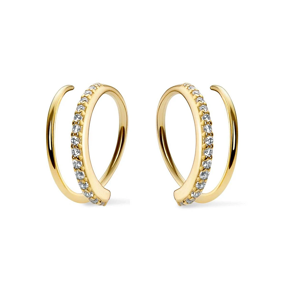 Ana Luisa Double Hoop Earrings - Harley Pave