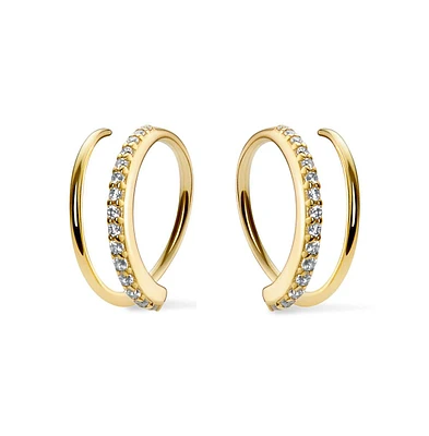 Ana Luisa Double Hoop Earrings - Harley Pave