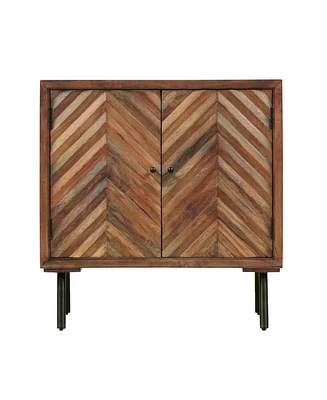 Simplie Fun Mid-Century Modern Wooden & Iron Sideboard with Chevron Design