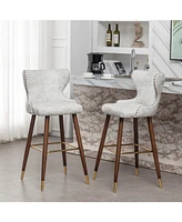 Simplie Fun Elegant Mid-Century Barstools with Button Tufted Backs