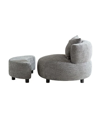 Streamdale Furniture Plush Teddy Fabric Armchair with Matching Ottoman