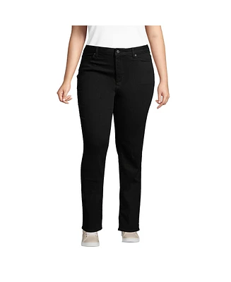 Lands' End Plus Mid Rise Straight Leg Jeans