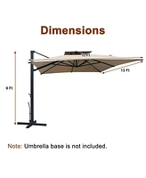 Mondawe 13ft Patio Double Top Bright Umbrella 360 Rotation With Removable Led, Grey