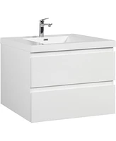 Simplie Fun Floating Bathroom Vanity with Premium Glossy Resin Sink and Durable Construction (36" Glossy White)