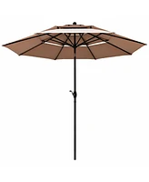 Slickblue 10ft 3 Tier Patio Umbrella Aluminum Sunshade Shelter Double Vented without Base