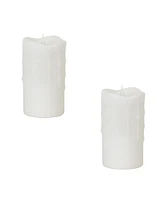 Slickblue Designer Led Dripping Candle with Moving Flame and Remote (Set of 2