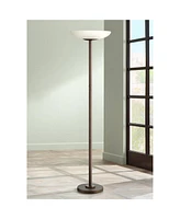 Possini Euro Design Meridian Light Blaster Modern Torchiere Floor Lamp 72" Tall Oiled Rubbed Bronze Frosted Glass Shade Cfl Bulbs for Living Room Read