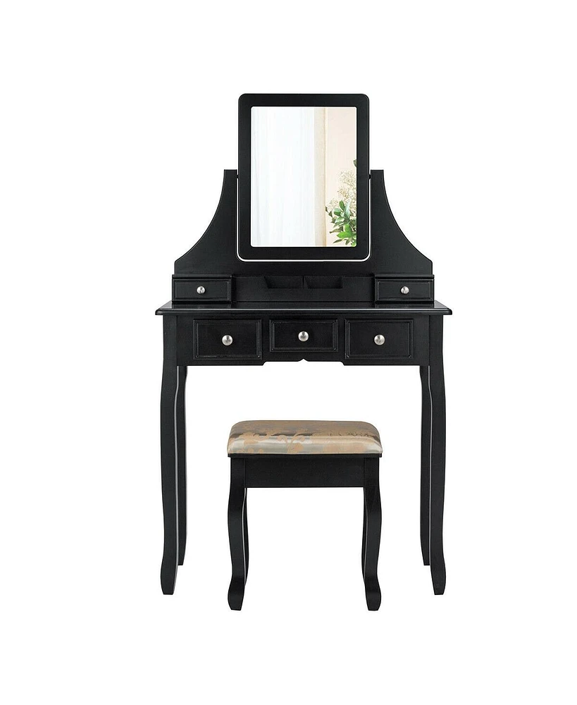 Sugift Makeup Vanity Set with Mirror and Cushioned Stool