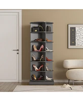 Grey 360 Rotating shoe cabinet 6 layers