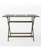 Simplie Fun Weather-Resistant Folding Acacia Wood Dining Table for Outdoor Entertaining