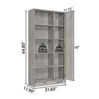 Streamdale Furniture Midcentury Modern Bookcase with Open and Closed Storage