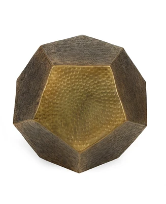 Simplie Fun Pentagonal Modern Glam Side Table with Textured Surface