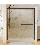 Streamdale Furniture 60 in. x 70 in. Traditional Sliding Shower Door in Matte black with Clear Glass