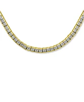 Bling Jewelry Classic Bridal Cubic Zirconia Cz Square Princess Cut Channel Set Tennis Necklace Collar For Women Prom Gold Plated - Gold