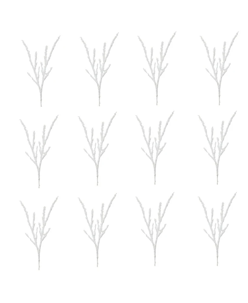 Slickblue Set of 12 Frosted Snow Branches for Seasonal Decor