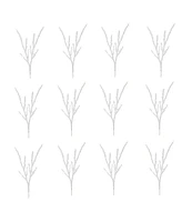 Slickblue Set of 12 Frosted Snow Branches for Seasonal Decor
