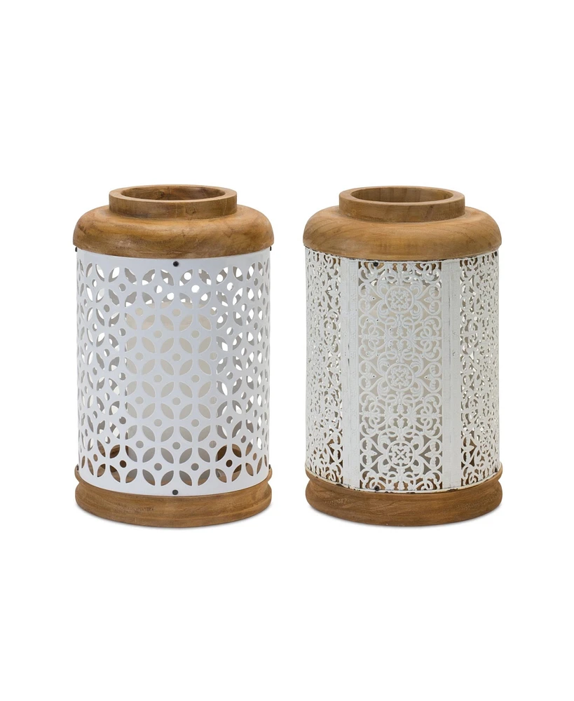 Slickblue Geometric Punched Metal Lantern (Set of 2)