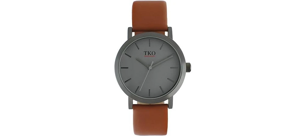 Tko Men's Minimalist Miller Modern Traveler Watch with Genuine Leather Band