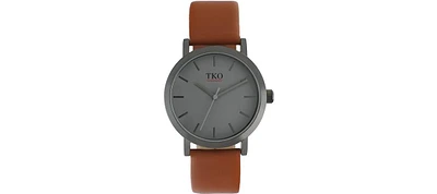 Tko Men's Minimalist Miller Modern Traveler Watch with Genuine Leather Band