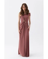 Nocturne Women's Long Dress with Accessory Detail