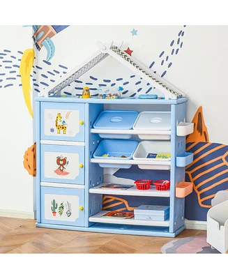 Qaba Multi-Style Shelf Organizer for Kids Bedroom, Toy Storage, and More