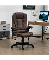 Vinsetto Massage Office Chair with 6 Points Heat Microfiber Executive Office Chair Coffee