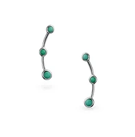 Bling Jewelry Minimalist 3 Blue Turquoise Curved Ear Pin Warp Climbers Earrings For Women Ear Crawlers Sterling Silver