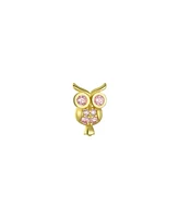 Bling Jewelry Tiny Pink Cz Lucky Wise Owl Bird Helix Cartilage Ear Lobe Piercing Daith 1 Piece Stud Earring For Women Cubic Zirconia14K Yellow Gold Sc