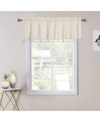 Caromio Tassels Velvet Kitchen Window Valance Curtain, 52" x 15"