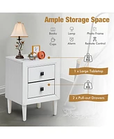 Sugift Multipurpose Retro Bedside Nightstand with 2 Drawers