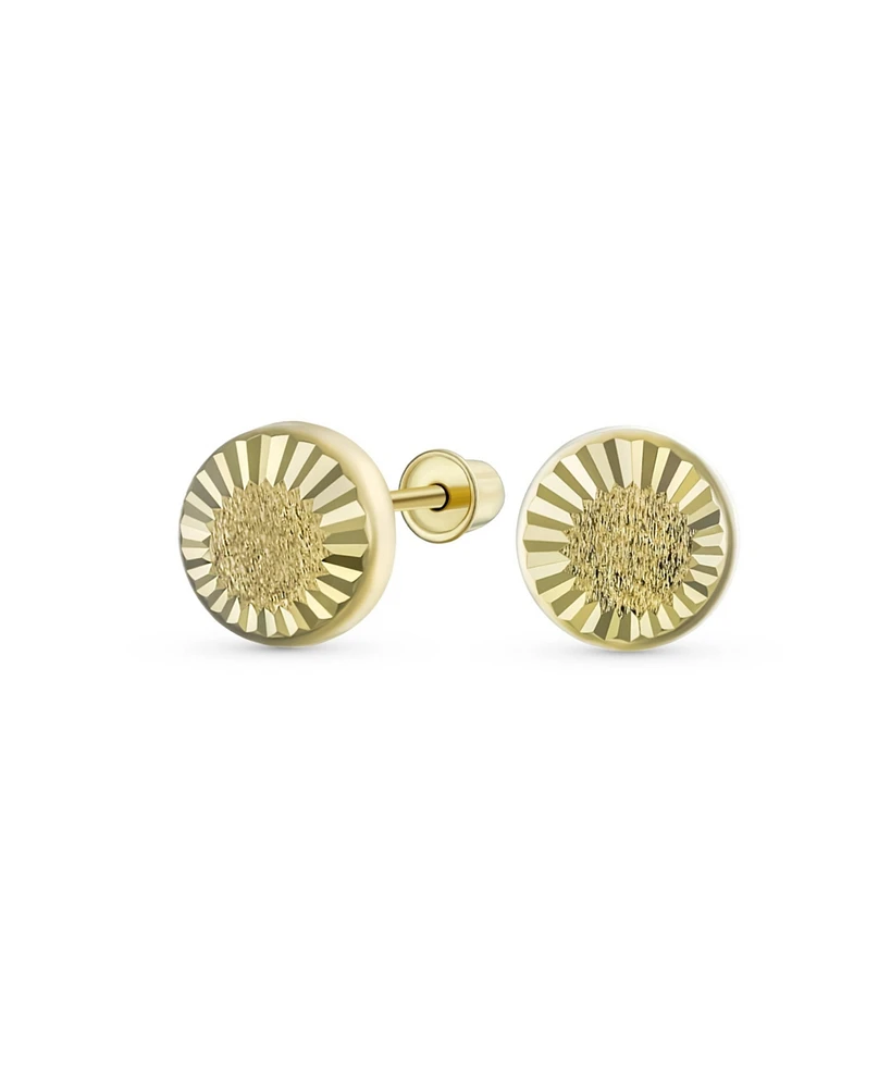 Bling Jewelry Simple Classic Small10K Yellow Gold Round Half Button Dome Star Brust Stud Earrings 5MM For Women