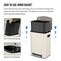 13 Gallon Trash Can Stainless Steel, Large Capacity, Soft-Close, Step-On
