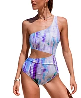 Cupshe Women's Tie Dye Asymmetrical One-Shoulder One Piece Swimsuit