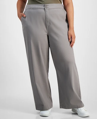 Celebrity Pink Trendy Plus Size Wide-Leg Twill Pants