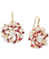 Charter Club Imitation Pearl & Glass Crystal Swirl Cluster Drop Earrings, Created for Macy's