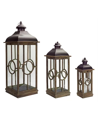 Slickblue Set of 3 Oversized Wood Floor Lanterns