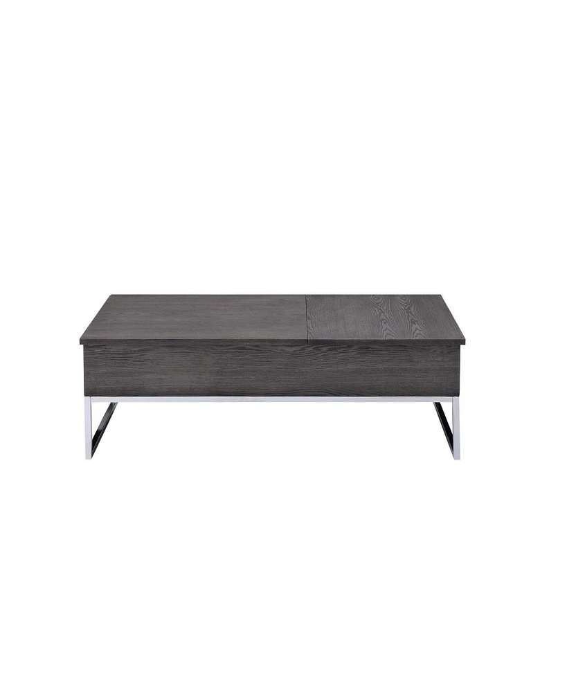 Simplie Fun Iban - Coffee Table w/Lift Top, Gray Oak & Chrome