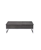 Simplie Fun Iban - Coffee Table w/Lift Top, Gray Oak & Chrome