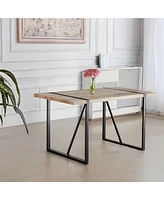 Streamdale Furniture Modern Rustic Farmhouse Dining Table with Industrial Metal Frame